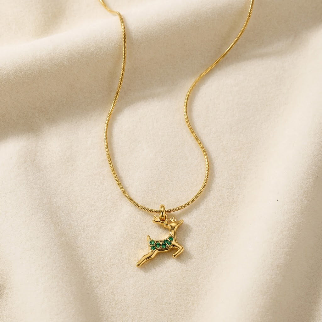 Emerald Deer Pendant Necklace