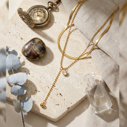 Dual Layer Lariat Necklace
