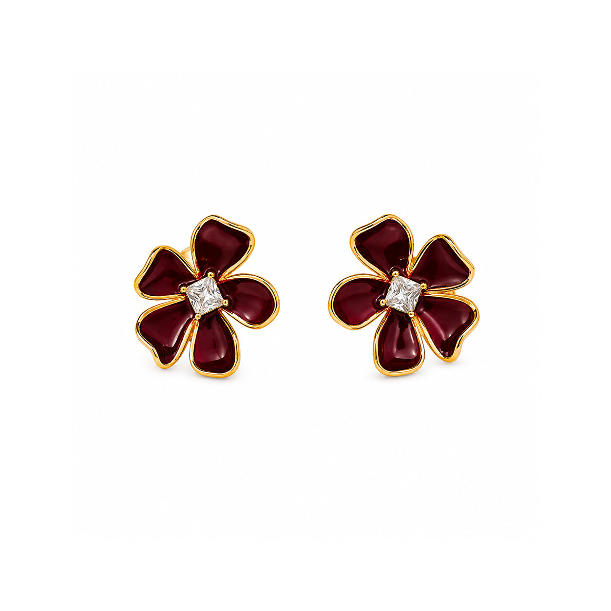 Bordeaux Bloom Stud Earrings