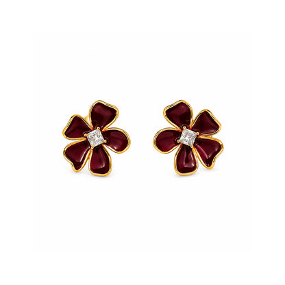 Bordeaux Bloom Stud Earrings